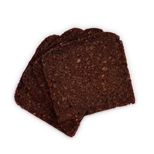 Dunkles Schwarzbrot in Scheiben von der Bäckerei Ripken